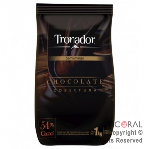 CHOCOLATE COBERTURA SEMIAMARGO 54 % CACAO TRONADOR X 1 KG x 1